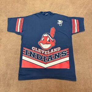 vintage 1995 Cleveland Indians MLB All-Over-Print (AOP) T-Shirt SizeXXL